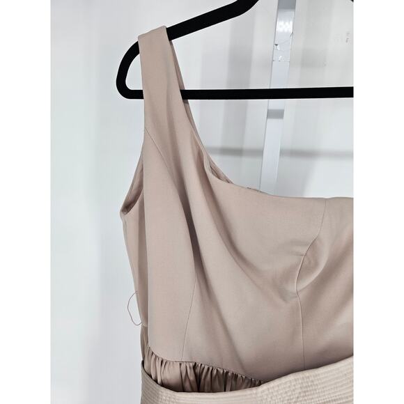 Vera Wang White Collection Womens Sz 8 Bridesmaid Dress Champagne One Shoulder - Picture 2 of 4